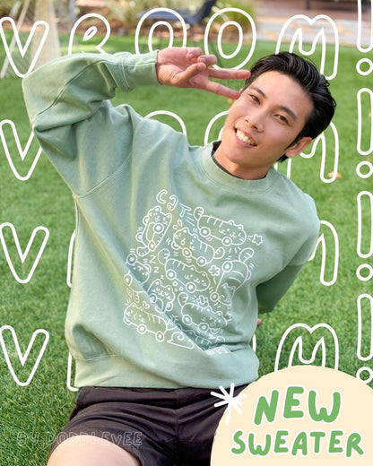 Cat Car Crewneck Sweater