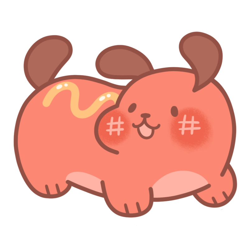 Cartoon dog with a happy expression on a white background