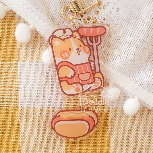 Keychain with a cute design on a checkered fabric background