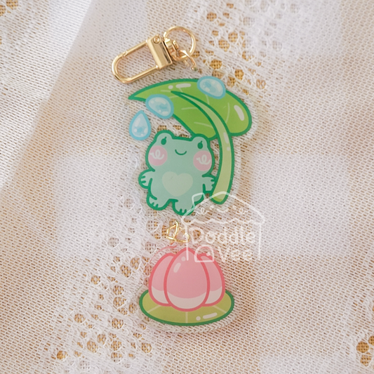 Link keychain of frog and second link keychain is lily pad