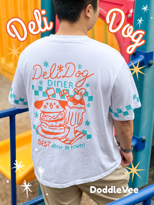 Deli Dog Diner Checkered T-shirt